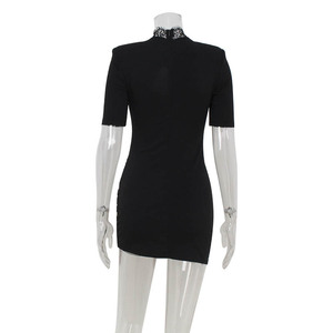 Abito Corto Nero in Pizzo Bodycon da Donna con Collo Alto, Sexy, per Club, Nuova Collezione 2026 - Vendita all'Ingrosso - Product Image 4