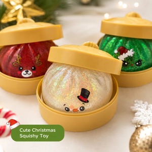 Jouet sensoriel anti-stress en silicone TPE en forme de boulette de Noël géante, scintillante, à presser pour enfants - Product Image 4