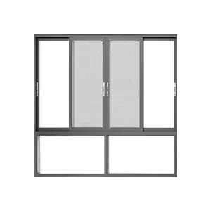 Marco de aluminio y vidrio para balcón, ventanas correderas de aluminio para el hogar, 3 pistas, parrilla blanca