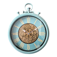Jam Dinding Gaya Retro Industrial 47X38CM, Jam Dinding Bergaya Steampunk Nostalgia untuk Ruang Tamu, Jam Dinding Cermin yang Elegan