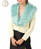 KD Fabricant de tricot OEM ODM personnalisé Pull cardigan boutonné en fausse fourrure avec patchwork vintage