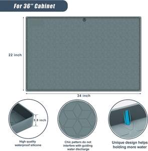 Tapete Impermeable para Debajo del Fregadero, 34x22 Pulgadas, Protector de Silicona Ecológico para Gabinetes de Cocina y Baño, Bandeja Recolectora de Gotas, Gris - Product Image 3