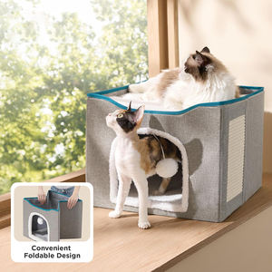 Cama para Gatos con Pelota Esponjosa y Rascador, Cueva para Gatos de Interior y Exterior, Refugio Plegable para Gatitos - Product Image 5
