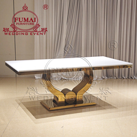 Dîner de mariage européen Table à manger de luxe en MDF avec cadre en acier inoxydable