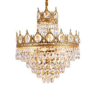 Luces colgantes de corona real barroca europea para comedor, cocina, Isla, decoración de latón, lámpara colgante de cristal dorado - Product Image 6