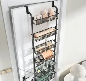 New Over The Door Basket Organizer 4 5 6 Tiers Hanging Back Door Rack Shelf With Metal Baskets For Kitchen Bathroom Bedroom