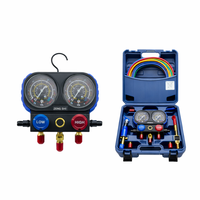 Kit de Carga de Refrigerante R134a para Automóviles y Aires Acondicionados, Manómetro Mecánico de Latón para HVAC, Juego de Manómetros para Carga y Evacuación de Refrigerante AC