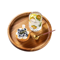 Hete Aanbieding: Goedkope Massieve Acacia Houten Serveerschaal voor Fruit en Taart, Ronde Acacia Houten Schaal voor Koffie en Dessert
