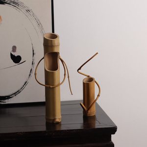 Florero de Bambú Cilíndrico Redondo Estilo Zen Asiático, Adorno Decorativo para Mesa de Té - Product Image 3
