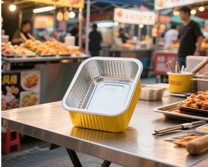 Tazón Cuadrado Pequeño Dorado de 300 ml de Aluminio Desechable para Hornear, Apto para Alimentos, con Tapa de Aluminio y Material PP - Product Image 2