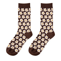 Vente en gros de chaussettes à poils personnalisées Chaussettes mi-tube pour femmes automne et hiver Bas en coton rétro Chaussettes à fleurs pour femmes