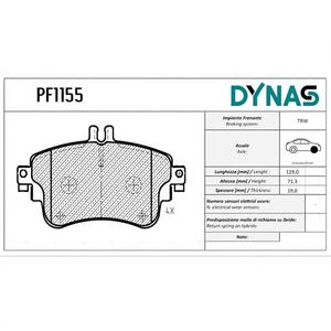 Jeu de plaquettes de frein avant DYNAS PF1155 pour Mercedes-Benz CLA et Classe B Fabriqué en Italie - Product Image 1