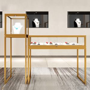 Vetrina Espositiva Rettangolare in Acciaio Inox Spazzolato per Gioielleria, Oro Rosa, Espositore per Orologi e Gioielli - Product Image 2