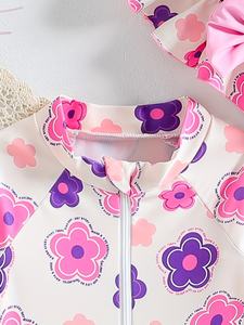 <span class=keywords><strong>Maillot</strong></span> <span class=keywords><strong>de</strong></span> <span class=keywords><strong>bain</strong></span> une pièce pour bébé fille, manches longues, motif floral mignon, fermeture éclair, avec chapeau, doux, confortable, respectueux <span class=keywords><strong>de</strong></span> la peau, triangle, ODM - Product Image 3