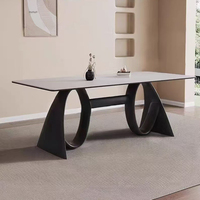 Table de restaurant minimaliste moderne, base en bois massif avec 6, 8 ou 10 chaises, meubles de salle à manger, table ovale en MDF, table à manger en frêne