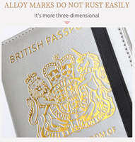 Protège-passeports RFID pour le Royaume-Uni – Portefeuilles de voyage britanniques grande capacité avec estampage doré