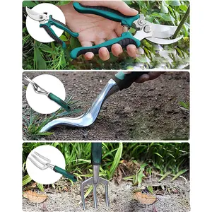 Kit de herramientas de jardín profesional, juego de herramientas de mano de aluminio, verde, gran oferta, 12 Uds.