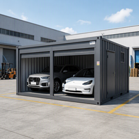 Garage conteneur préfabriqué portable à prix d'usine avec portes à double volet roulant pour le stationnement de deux véhicules et le stockage d'équipements
