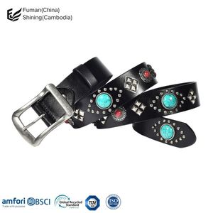 เข็มขัดพลอยเทียมฝังทับทิมเทอร์ควอยซ์สำหรับผู้ชายเข็มขัดตกแต่งแบบปรับแต่งได้เข็มขัดสไตล์พื้นเมือง2024 - Product Image 1