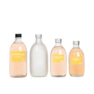 Hotsale Clear 280ml 350ml 500ml Glass Japan Juice Bottle With Screw Lids For Coffee Milk Tea Beverage Drinking Water