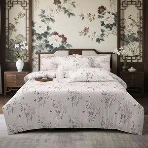 OEM/ODM Summer <strong>Cool</strong> Organic Purple Digital Printing Bamboo Fiber Flat <strong>Sheet</strong> 300TC Home Textiles OEKO FSC <strong>Bedding</strong> Set - Product Image 2
