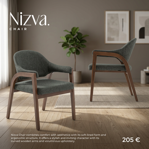 Chaise de salle à manger contemporaine rembourrée avec revêtement en microfibre, fauteuil en bois massif, structure en bois courbé pour la salle à manger à domicile - Product Image 3