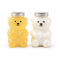 Bouteille de jus en forme d'ours pour la restauration fine, 500 ml, vente en gros, logo personnalisé, emballage de boissons en plastique, qualité alimentaire, bouchon doré, en vrac