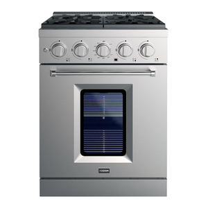 Cuisinière à gaz domestique de 24 pouces, 4 brûleurs, four à convection de 2,37 pi3, autoportante, en acier inoxydable - Product Image 1