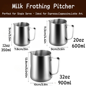 Brocca per <span class=keywords><strong>Latte</strong></span> in Acciaio Inox 304 con Beccuccio Anti-Goccia - Perfetta per Montare il <span class=keywords><strong>Latte</strong></span>, Accessorio per Macchine da Espresso e Caffettiere - Product Image 2