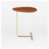 Table d'appoint en acier doré nordique moderne et durable, tables d'appoint en bois pour le salon, meubles de maison