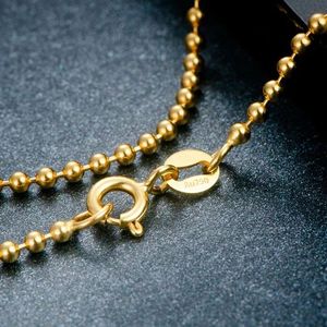 Xinfly Brand Jewelry Luxury Wholesale Latest Design Custom Trendy 1.8mm 18K Real <b>Solid</b> Yellow Gold Woman Bead Chain <b>Necklace</b> - Product Image 3