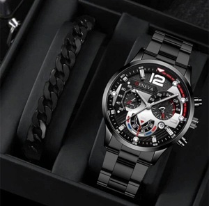 Pulsera de moda Brazalete Hombre Relojes de cuarzo de negocios Conjunto de reloj de cuarzo y conjuntos de joyas para hombre - Product Image 6