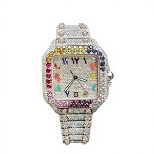 Montre Homme Luxe en Acier Inoxydable avec Diamants Moissanite Colorés, Collection Automatique, Résistance à l'Eau 10 Bar - Grande Vente - Product Image 1