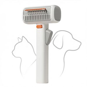 <span class=keywords><strong>Brosse</strong></span> anti-poils 2-en-1 sécurisée avec lame de sécurité - Outil démêlant autonettoyant à un bouton pour chiens et chats à poils longs - Product Image 4