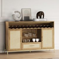 Buffet bar de luxe en rotin style bohème et farmhouse avec rangements pour salon