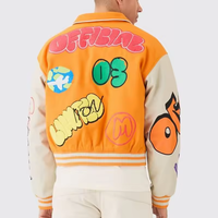 Veste de baseball courte personnalisée pour homme, en cuir véritable, avec manches en cuir véritable, broderies et écussons en chenille de haute qualité, style élégant