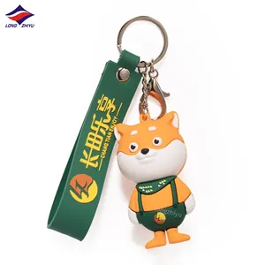 Longzhiyu 17 Jaar Fabriek Sleutelhanger Maker Custom 3d Corgi Sleutelhanger Met Rubberen Band Kawaii Zachte Pvc Sleutelhanger