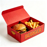 Boîte à hamburger et frites jetable biodégradable écologique avec logo personnalisé, en carton ondulé gaufré et pailleté