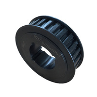 CDRIVA Polea de sincronización OEM personalizada de acero inoxidable/aluminio resistente a la corrosión, negra, con brida, buje cónico y ranuras para chavetero de 38T