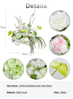 Rangkaian Bunga Artifisial Putih Pink Mewah, Sentuhan Asli Mawar, Anthurium, Hydrangea, Dekorasi Meja Pernikahan, Acara, Pesta