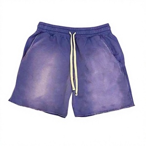 Shorts Unisex de Algodón con Cordón Ajustable y Bajo sin Rematar, Estilo Hip Hop, de Alta Calidad, Ecológicos, con Logo Personalizado, Vintage, Efecto Desgastado por el Sol y Lavado a la Piedra para Hombre - Product Image 4