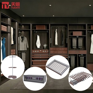 Walk-in Closet Organizer <b>Set</b>: Rotating Scarf Hanger, Pull-Out Trouser Rack, Automatic <b>Watch</b> Winder & Storage Tray - Product Image 1