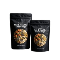Staande Mylar ritssluitzakken, food grade plastic, vochtwerend, hersluitbaar, op maat bedrukt voor noten, granola, gedroogd fruit.