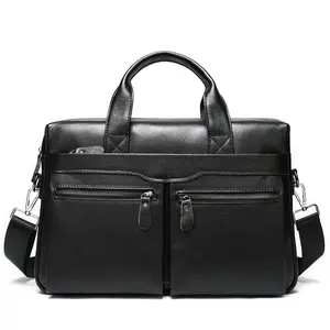 Sac à main noir en cuir véritable pour hommes, sacoche de luxe de qualité, pour le bureau, pour ordinateur portable, pour avocat, nouvelle collection 2023