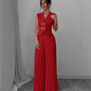 Conjunto de Dos Piezas para Mujer, Chaleco y Pantalones, Color Blanco Sólido, Traje Casual, Tallas SMLXLXXL, Origen Transfronterizo Europa, América, Sudeste Asiático - Product Image 3