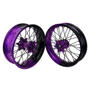 Ruedas Supermoto KTM EXC SXF <span class=keywords><strong>CRF</strong></span> YZF KXF RMZ de 17 Pulgadas, Negras y Púrpuras, con Mazas CNC Billet y Llantas de Aluminio, Juego de Ruedas de Competición, Piezas de Reequipamiento - Product Image 3