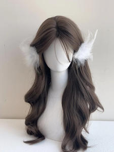 เฮเซลนัท<span class=keywords><strong>ผม</strong></span>หยิกยาวหยักศกสีเทาน้ำตาลวิกผู้หญิงอ่อนโยนและสง่างามทั้งมนุษย์เทียมคลุมศีรษะเต็ม - Product Image 6