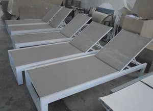 Moda ocio lujo Hotel tumbonas al aire libre Jardín patio chaise tumbona tela <span class=keywords><strong>de</strong></span> malla <span class=keywords><strong>de</strong></span> aluminio tumbona - Product Image 2