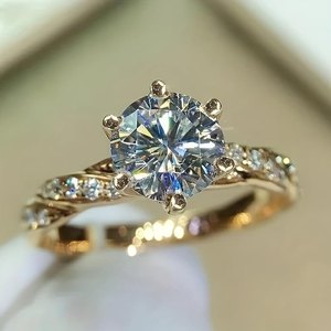 Anillo de Diamante Cultivado en Laboratorio de 1 Quilate con Certificado IGI de Lujo, Anillo de Compromiso de Oro Amarillo Sólido de 14K/18K con Banda Trenzada para Mujer - Product Image 4