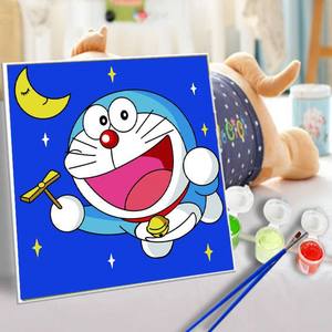Kit de pintura al óleo de Doraemon, pintura a mano no tóxica <span class=keywords><strong>por</strong></span> números para niños - Product Image 1